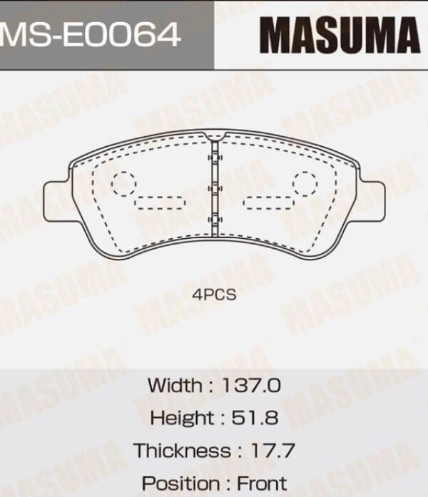 Pastillas de Freno Masuma Delanteras Para Citroen C3 1.4L 1.6L 2008-2017