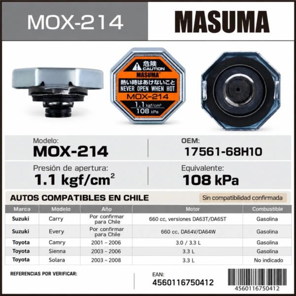 Tapa de Radiador Masuma Para Toyota Solara 3.3L 2003-2008