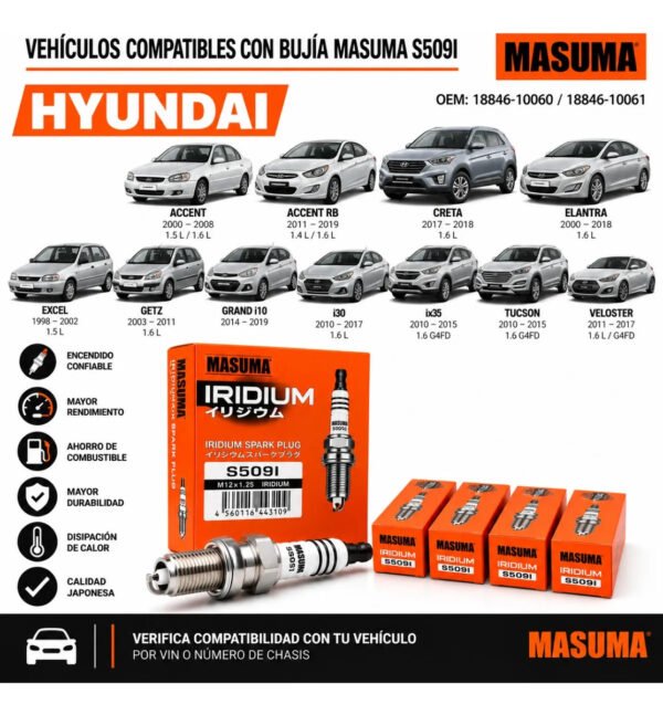 Bujías Iridio Masuma Pack 4 Para Chery Cowin 1.5L 2012–2016